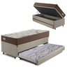 Bicama Viúva Box Baú com Linho Bege 120x203 com Colchão Relax Adorabile Molas Ensacadas Ecoflex - 1