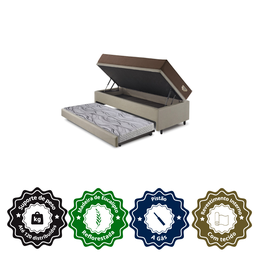 Bicama Viúva Box Baú com Linho Bege 120x203 com Colchão Relax Adorabile Molas Ensacadas Ecoflex - 6