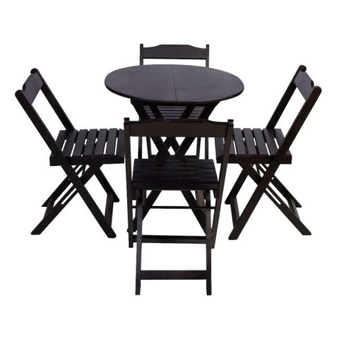 Conjunto De Mesa Dobravel Com 4 Cadeiras Tampo Redondo 70x70 Tabaco