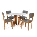 Ver imagem 1 de Mesa de Jantar Redonda Gabi Nat/bran com 4 Cadeiras Estofadas Ella Cinza Escuro