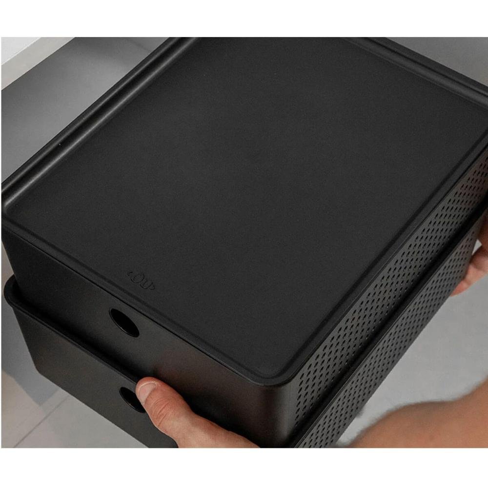 Tampa para Cesto Flow 5,4l Bege 27x22cm ou Tampa para Caixa Organizadora - 5