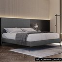 Ver imagem 2 de Cama Casal com Cabeceira 145cm Pés Metálicos Elisa S05 Linho Preto - Mpozenato