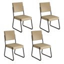 Ver imagem 1 de Kit 4 Cadeiras para Sala de Jantar Napoli Bege/Creme/Preto Fosco