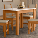 Ver imagem 1 de Mesa Cozinha 4 Lugares Bellagio MDF Retangular Sala de Jantar:Freijo Off White