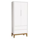 Ver imagem 3 de Cômoda Gaveteiro e Guarda Roupa Infantil 2 Portas New Classic Branco com Pés Madeira - Reller