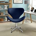 Ver imagem 2 de Poltrona Isis Giratória com Rodinhas Cadeira Decorativa Sala, Escritório, Home Office - Suede Azul M