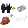 Kit Obra EPI - Luva de Segurança, Capacete MARROM, Óculos de Proteção e Protetor Auricular - 1