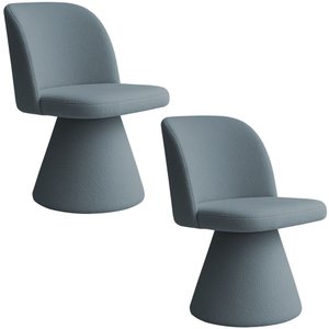 Kit 02 Cadeiras de Jantar Giratória Liz Bouclé Azul Claro - Nexta Casa