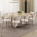 Ver imagem 2 de Mesa de Jantar 8 Lugares Orgânica Elipse Tampo com Vidro 218cm Monet D05 Off White Dourado - Lyam