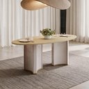 Ver imagem 3 de Mesa de Jantar 8 Lugares Orgânica Elipse Tampo com Vidro 218cm Monet D05 Off White Dourado - Lyam