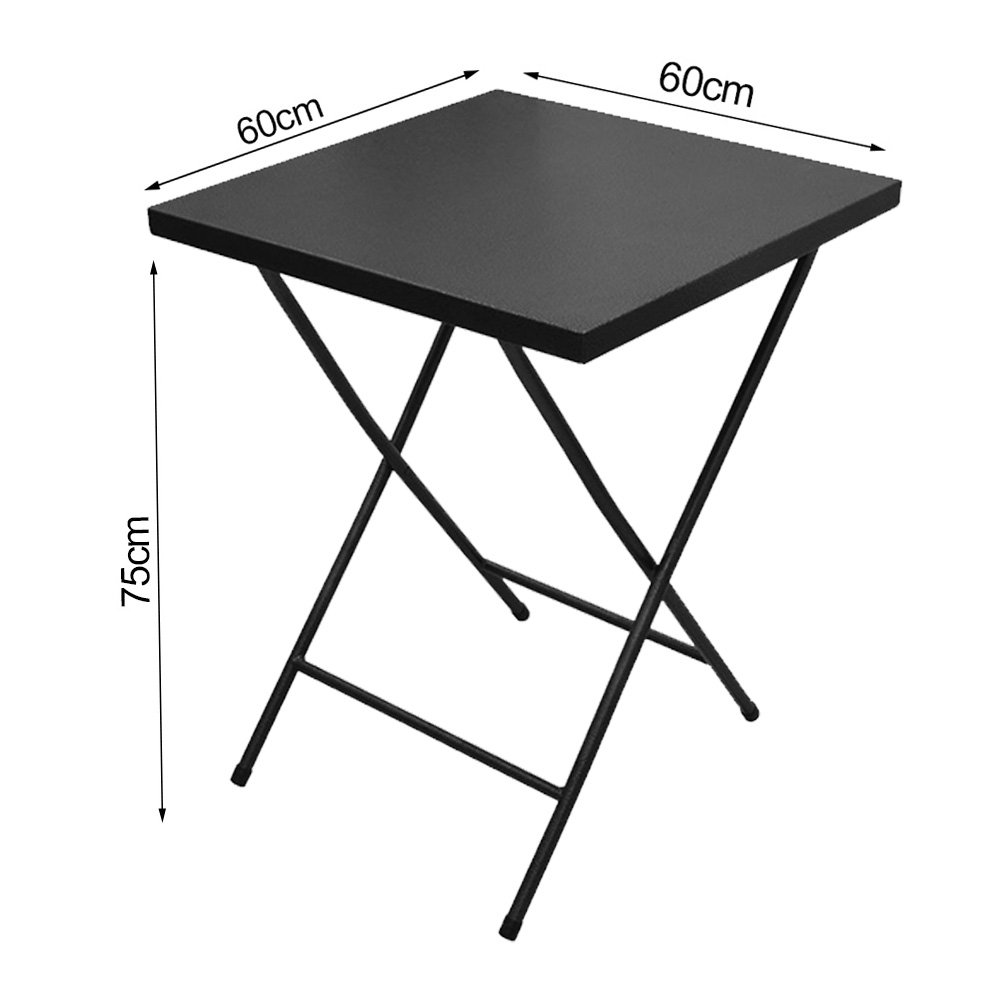 Jogo de Mesa 60x60 e 2 Cadeiras em Aço Dobrável para Restaurante