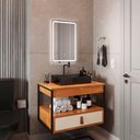 Ver imagem 2 de Gabinete Harley 1 Gaveta Espelho Retangular Led 60cm Bivolt Nature/off White