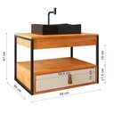 Ver imagem 3 de Gabinete Harley 1 Gaveta Espelho Retangular Led 60cm Bivolt Nature/off White