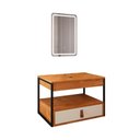 Ver imagem 1 de Gabinete Harley 1 Gaveta Espelho Retangular Led 60cm Bivolt Nature/off White