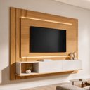 Ver imagem 4 de Painel para TV 75 pol com Bancada Suspensa e LED Legend B01 Cinamomo Off White - Lyam Decor