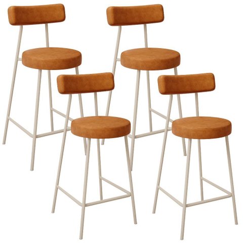 Kit 04 Banquetas Baixa Cozinha Sala Jantar Bancada Milão Arena L02 Couríssimo Canela - lyam decor