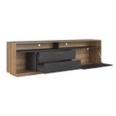 Ver imagem 4 de Rack Sala com Led 200cm 2 Gavetas Porta Basculante e Nichos Cor:mel com Grafite