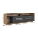 Ver imagem 3 de Rack Sala com Led 200cm 2 Gavetas Porta Basculante e Nichos Cor:mel com Grafite