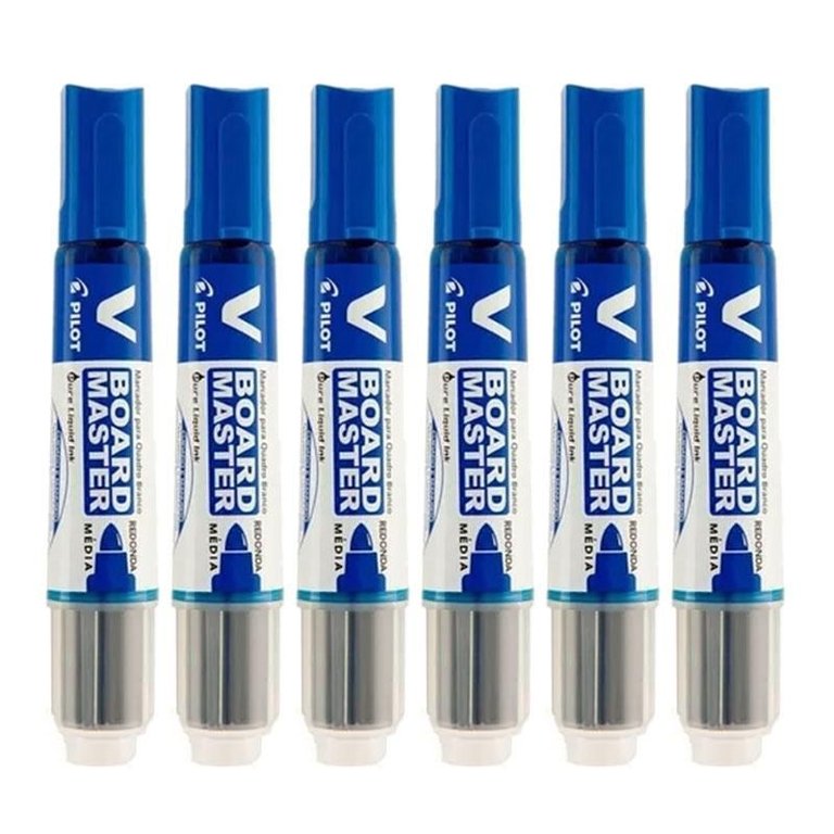 Pincel para Quadro Branco Recarregável Board Master Azul 6 Unidades - Pilot