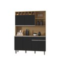 Ver imagem 3 de Cozinha Compacta Alice 130cm Amêndoa Preto Ajl Móveis