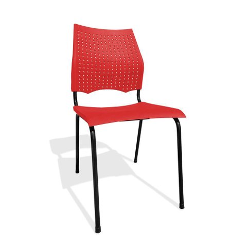 Cadeira Fixa Metal Versat Plasxtica para Escritório Escolas Recepção Vermelha