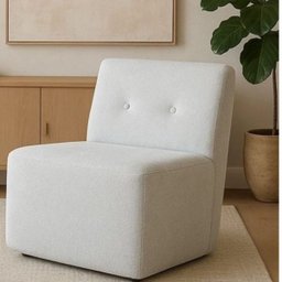 Poltrona Orgânica Milena com Botões Bouclê Bege Sala Recepção - 1