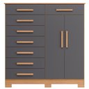 Ver imagem 1 de Cômoda Sapateira Alta Julieta 8 Gavetas 2 Portas Freijó Titanium