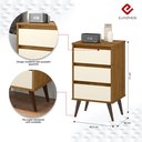 Ver imagem 5 de Mesa de Cabeceira para Quarto Retrô Wood 3 Gavetas Pés Palito em Plástico - Freijó com Off White