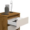 Ver imagem 4 de Mesa de Cabeceira para Quarto Retrô Wood 3 Gavetas Pés Palito em Plástico - Freijó com Off White
