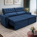 Ver imagem 1 de Sofá Retrátil e Reclinável 2,30m Cama Inbox Cielo Tecido Velusoft Azul