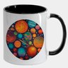Caneca Branca com Interna Preta Y5 Planetas Colorido Arte Espaço - 1
