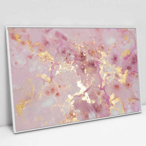 Quadro Decorativo em Canvas Abstrato Mármore Suave TaColado Moldura Flutuante 4,5cm Branca 120 x 80c