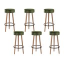 Ver imagem 1 de Kit 6 Banquetas Banco Alto Londres Couro Verde Bar Cozinha Pés Madeira Mz Decor