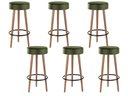 Ver imagem 1 de Kit 6 Banquetas Banco Alto Londres Couro Verde Bar Cozinha Pés Madeira Mz Decor