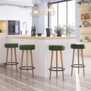Ver imagem 3 de Kit 6 Banquetas Banco Alto Londres Couro Verde Bar Cozinha Pés Madeira Mz Decor