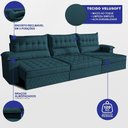 Ver imagem 2 de Sofá Retrátil e Reclinável 3,90m com Molas e Espuma D33 Thunder Velusoft Petróleo Cama Inbox