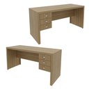 Ver imagem 4 de Mesa para Escritório 155cm com 3 Gavetas Reversível Amêndoa