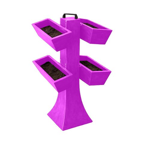 Kit 4 Vaso Planta Horta Grande Jardineira 50cm Floreira com Suporte Polietileno