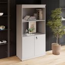 Ver imagem 1 de Estante Armário para Escritório 2 Portas com Chave 1 Prateleira 80cm Cinza F5 Office