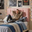 Ver imagem 5 de Cabeceira Painel Estofada Paris Suede Rosa Solteiro 90cm para Cama Box