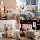 Ver imagem 3 de Cabeceira Painel Estofada Paris Suede Rosa Solteiro 90cm para Cama Box