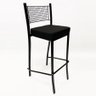 Kit 3 Banquetas alta para cozinha Empilhável preta assento em linho cor preto - Poltronas do Sul - 3