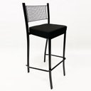 Ver imagem 3 de Kit 3 Banquetas alta para cozinha Empilhável preta assento em linho cor preto - Poltronas do Sul