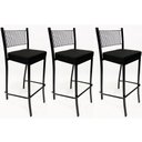 Ver imagem 1 de Kit 3 Banquetas alta para cozinha Empilhável preta assento em linho cor preto - Poltronas do Sul