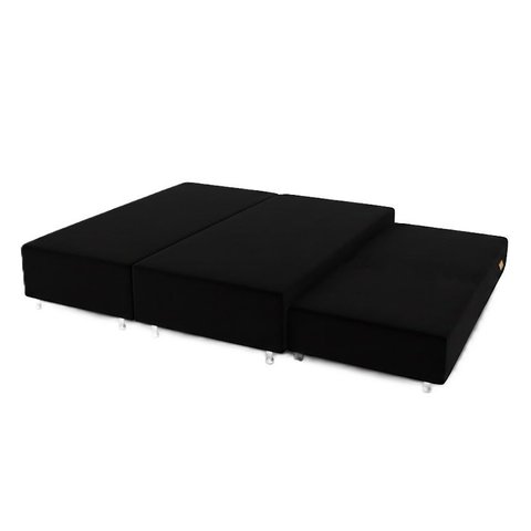 Cama Box Queen Bipartido C/ Cama Auxiliar Suede 40x158x198 - Santo Box:preto