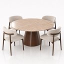 Ver imagem 3 de Mesa de Jantar Cone Oval 180x100 cm Tampo Mármore Travertino Base Laca Marrom Cacau