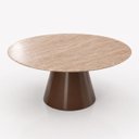 Ver imagem 2 de Mesa de Jantar Cone Oval 180x100 cm Tampo Mármore Travertino Base Laca Marrom Cacau