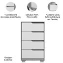 Ver imagem 2 de Kit Cômoda 4 Gavetas e Mesa de Cabeceira Sara 2 Gavetas Flex Branco/freijó