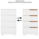 Ver imagem 7 de Kit Cômoda 4 Gavetas e Mesa de Cabeceira Sara 2 Gavetas Flex Branco/freijó