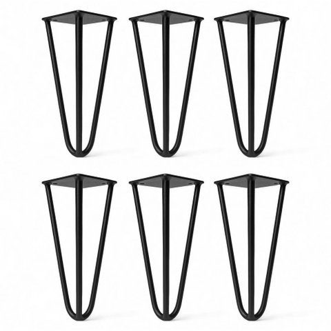 Kit 06 Pés Hairpin Legs 15cm Aramado de Aço Triplo para Móveis e Estofados - Abmaza